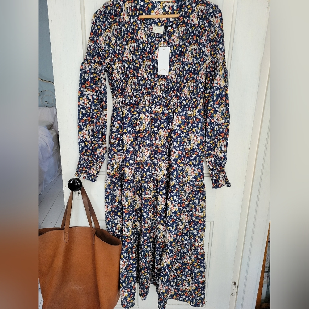 Love, Olive Co. Floral Midi Dress with Long Sleeves, Size Small